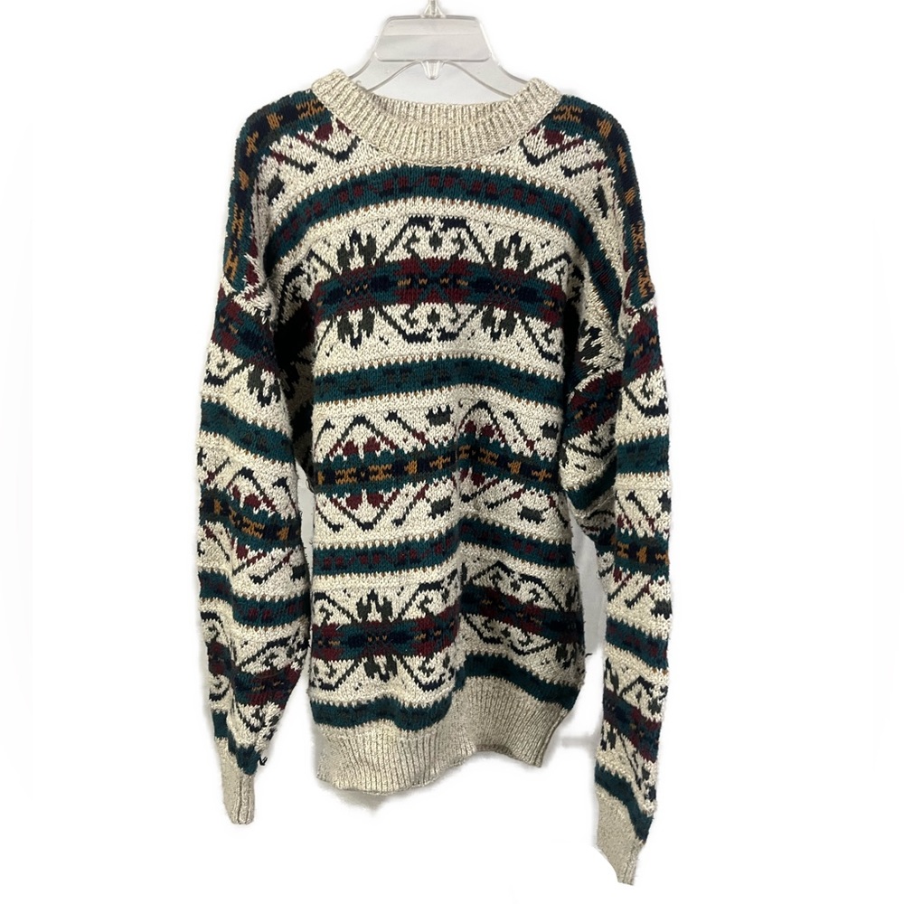 Vintage 80s‎ Men's Nordic Crosby Sweater Knit Multicolor- Size Large